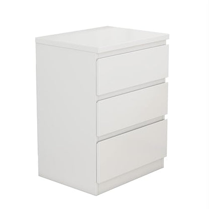 Nightstand with Drawers, Bedside Table with Drawers, Sofa Side Table Storage Cabinet, Night Stand for Bedroom Living Room (1, 3 Drawers White, 19.7" W×15.6" D×26.57" H) - color: 3 Drawers White