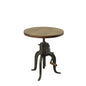 Carolina Chair & Table Adjustable Hand Crank 18" Wooden Top Rustic Side Table - Cast Iron Base Round Accent Table for Farmhouse, Living Room, or Bedroom (Harvest Oak/Industrial) - color: Harvest Oak/Industrial