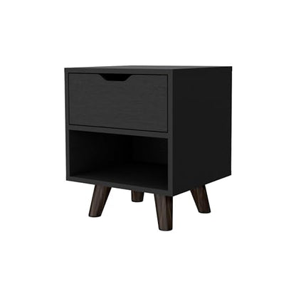 Compact Nightstand with Drawer: Modern Multi-Level Storage Table for Small Spaces - Wooden Legs Bedside End Table & Sofa Side Table for Micro Apartments