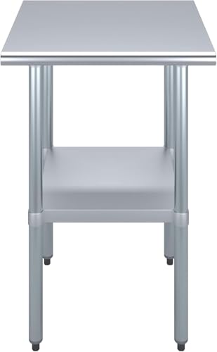 24" x 24" Stainless Steel Prep Table – NSF Certified Heavy Duty Work Table for Home & Commercial Use – Galvanized Undershelf & Legs - size: 24x24