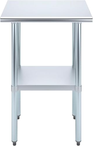 18" x 24" Stainless Steel Prep Table – NSF Certified Heavy Duty Work Table for Home & Commercial Use – Galvanized Undershelf & Legs - size: 24x18