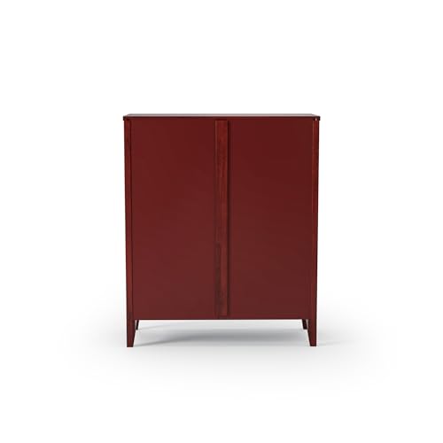 Camaflexi Shaker Style 3 Shelf Bookcase/Solid Wood / 36" High/Adjustable Shelving/Closed Back/Display Bookshelf for Living Room, Bedroom, Home and Office, Red Garnet Stain - color: Red Garnet Stain, size: 36"