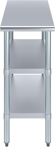 Stainless Steel Work Table with Double Undershelf – Compact Commercial Prep Table for Kitchen, Restaurant, Bakery – NSF Certified (24 x 15) - size: 24x15