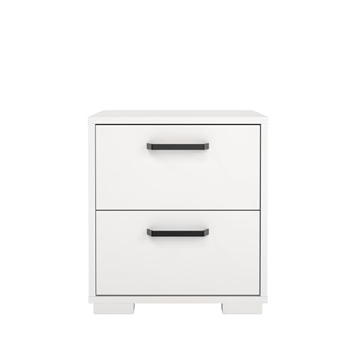 2 Drawer Nightstand, 15.8" W x 15.6" D x 17.4" H | Compact Design
