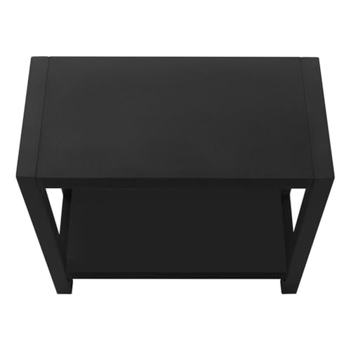 Monarch Specialties I 2081 Accent Table, Side, End, Narrow, Small, 2 Tier, Living Room, Bedroom, Metal, Laminate, Black, Contemporary, Modern