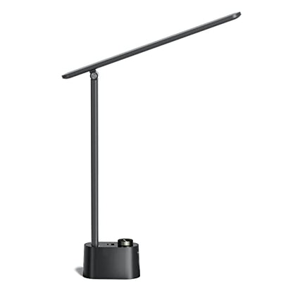 Honeywell HWT-H01 LED Desk Lamp, Foldable & Stepless Dimmable, Black | Sunturalux Eye-Caring Desk Light with Charging Ports, Modern Table Lamp, Reading Lamp for Home Office Bedroom College Dorm - color: Black