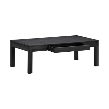 NTC Flow Modern Wooden Rectangle Coffee Table with Hidden Drawer – Waterproof & Heat Resistant, Burnt Black - color: Burnt Black, size: 47 Inch, style: Coffee Table
