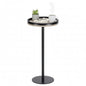 Oak Finish Martini Table, Small Round Drink Table, Modern Farmhouse Side Table with Tray Top, Metal Weighted Base End Table for Living Room,Small Spaces,Next to Sofa, 24.7" Tall - color: Oak