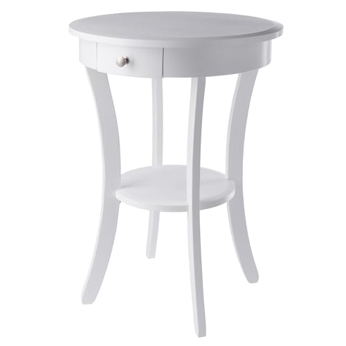 Winsome Sasha Accent Table, White | Small Round Bedside Nightstand for Bedroom, Side or End Table for Couches in Living Room, Elegant Furniture for Home Decor - color: White
