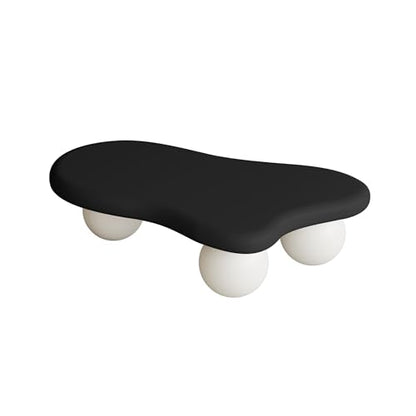40” Cloud Coffee Table with 3 Ball Legs, Modern Irregular Center Table for Living Room, Low Cute Small MDF Tea Table for Bedroom, Space Apartment-Black White - color: Cloud -40"black White