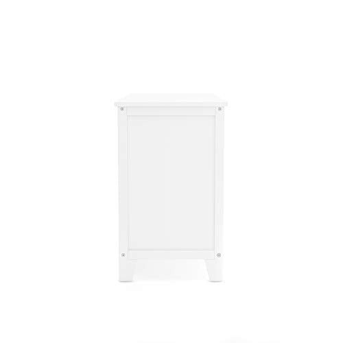 Martha Stewart Kids' Low Bookcase - Linen White: 24 Inch Wooden Storage Organizer Cubby with Fabric Bins for Playroom and Bedroom - color: Linen White