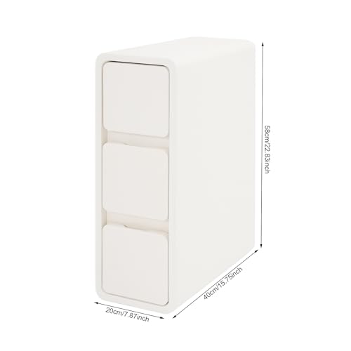 Narrow Nightstand with Drawers, Floor Standing Small Bedside Tables Skinny Nightstand Narrow Side Table Slim End Table for Bedrooms, Living Rooms, Hallways, Study Rooms, Offices Off-White - color: Off-white