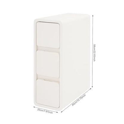 Narrow Nightstand with Drawers, Floor Standing Small Bedside Tables Skinny Nightstand Narrow Side Table Slim End Table for Bedrooms, Living Rooms, Hallways, Study Rooms, Offices Off-White - color: Off-white