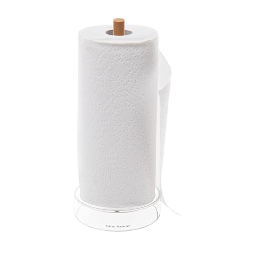 Mind Reader Paper Towel Holder, Kichen Storage, Countertop Organizer, Caddy, Kitchen, Acrylic, 6"L x 6"W x 14.65"H, Brown - style: Paper Towel Holder