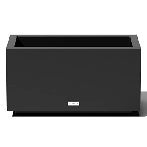 Veradek Block Series Long Box Planter - Large Rectangular Planter for Indoor or Outdoor Patio/Porch | Durable All-Weather Use with Drainage Holes | Modern Décor for Tall Plants, Flowers or Shrubs - color: Black, size: Small