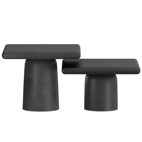 SIMPLIHOME Zachary Coffee Table 2-Piece Set - 42 inch Wide Cast Aluminum Square Living Room Tables in Graphite and Black Nickel, Contemporary Nesting Center Table Set with Flexible Style, Assembled - color: Graphite, Black Nickel, size: 21 inch, style: Ca