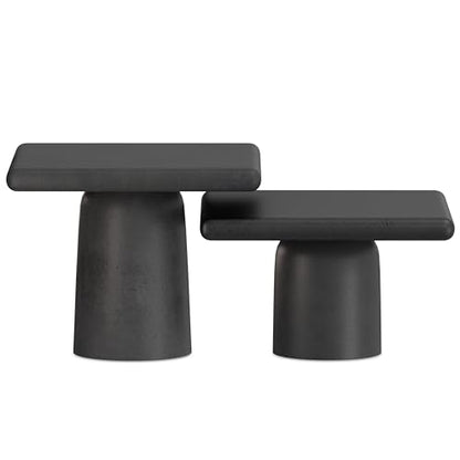 SIMPLIHOME Zachary Coffee Table 2-Piece Set - 42 inch Wide Cast Aluminum Square Living Room Tables in Graphite and Black Nickel, Contemporary Nesting Center Table Set with Flexible Style, Assembled - color: Graphite, Black Nickel, size: 21 inch, style: Ca