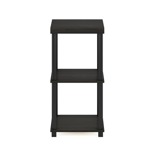 Furinno Turn-N-Tube Side Table, 3-Tier Thick Tabletop End Table with Open Shelf, Toolless Assembly Night Stand, Bedside Table, for Living Room, Bedroom, Espresso - color: Espresso/Black, size: 3-Tier, Thick Table Top, style: 1-Pack