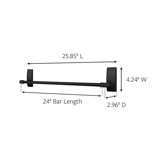Command Bath Matte Black Towel Bar with Water Resistant Command Strips, Bathroom Organizer, 24 in Bar Length Holds up to 10 lbs - color: Black