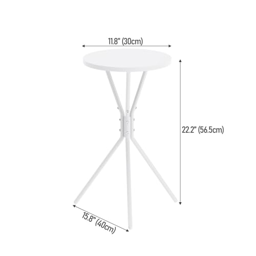 TUTOTAK Small Round End Table, Mini Side Table, Drink Table, Pedestal Table | for Small Spaces, Accent Nightstand, livingroom, Bedroom, White TB01BW098 - color: White, size: 1 Pack, style: Triangle