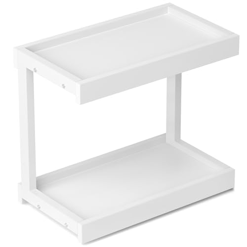 MARTY 2 Tier 15.75"x8.9" Large Countertop Shelf Organizer Spice Rack, Coffee Station Organizer for Mugs Cups, Wooden Shelf Desktop Storage Organizer for Kitchen Bathroom Home Office (White) - color: White, size: Large