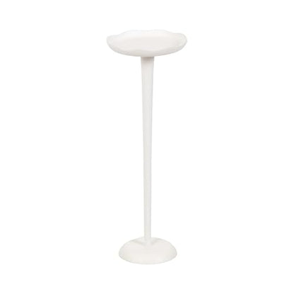 Kate and Laurel Alessia Modern Decorative Metal Drink Table, 8 x 8 x 22, White, Transitional Round Cast Aluminum Pedestal Plant Stand with Rough Texture and Wavy Scalloped Edge - color: White