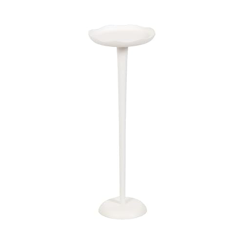 Kate and Laurel Alessia Modern Decorative Metal Drink Table, 8 x 8 x 22, White, Transitional Round Cast Aluminum Pedestal Plant Stand with Rough Texture and Wavy Scalloped Edge - color: White