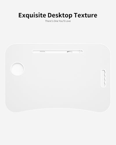 Foldable Lap Desk, Laptop Bed Desk, Portable Lap Table, Laptop Bed Table with Cup Holder & Tablet Slot & Lifting Handle for Working Writing Drawing & Eating - White - color: White