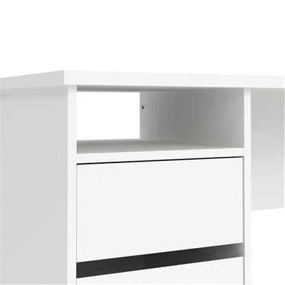 Pemberly Row Writing Desk, 43.31 in H x 19.09 in D x 29.92 in H, Engineered Wood, White Paper Foil Finish, 3 Smooth-Glide Storage Drawers, Open Shelf, Compact Home Office or Dorm Study Desk