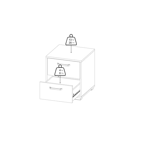 2 Drawer Nightstand, 15.8" W x 15.6" D x 17.4" H | Compact Design