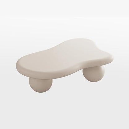 40” Cloud Coffee Table with 3 Ball Legs, Modern Irregular Center Table for Living Room, Low Cute Small MDF Tea Table for Bedroom, Space Apartment Cream White - color: Cloud-40" White