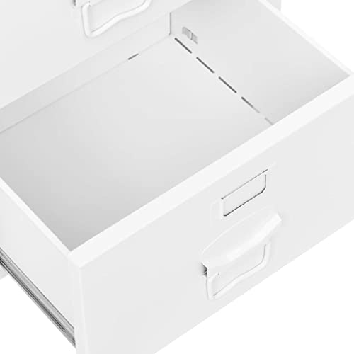 Industrial Computer Desk with 3 Drawers White 41.3"x20.5"x29.5" Steel Writing Table for Home Office Small Spaces, Durable Workstation Study Desk