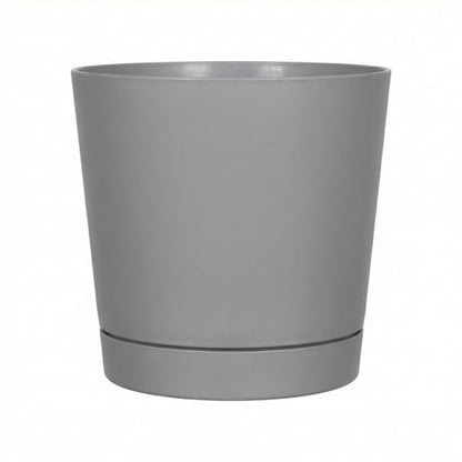 Root & Vessel Majestic Full Depth Round Cylinder Pot, Glossy Gray, 14-Inch (10140) - color: Gray, size: 14 Inch