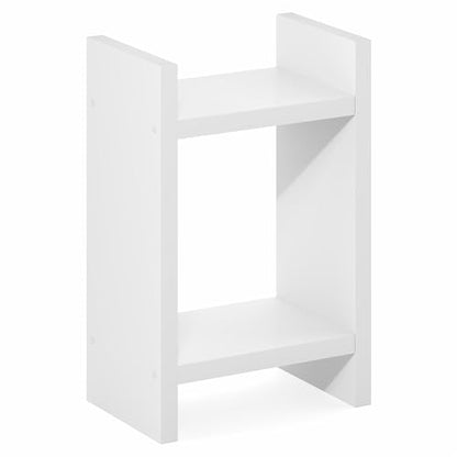 Furinno Viola Side Table, 2-Tier Modern End Table with Open Shelf, 1.2-Inch Extra Thick Frame Night Stand, Open Back Bedside Table, Easy Assembly, for Living Room, Bedroom, White - size: 2-Tier