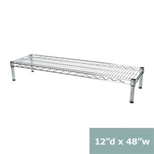 Shelving Inc. 12" d x 48" w Chrome Wire Shelving with 1 Tier Shelf, Weight Capacity 800lbs Per Shelf - size: 12"d x 48"w x 6"h