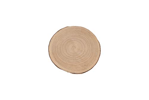 Creative Co-Op Small Paulownia Wood Pedestal with Metal Legs - color: Natural, size: 9"