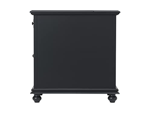 Martin Svensson Home Elegant Chairside End Table with Power — 24″W x 16″D x 25″H, Antique Black — Transitional Painted Accent Table with Flip-Top USB Charging, Drawer & Cabinet Storage - color: Antique Black