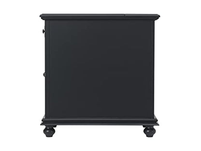 Martin Svensson Home Elegant Chairside End Table with Power — 24″W x 16″D x 25″H, Antique Black — Transitional Painted Accent Table with Flip-Top USB Charging, Drawer & Cabinet Storage - color: Antique Black