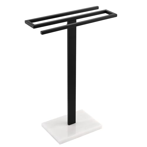 KES Black Hand Towel Holder, Free Standing Towel Rack Towel Stand S-Shape with Marble Base for Bathroom Countertop SUS304 Stainless Steel Matte Black, BTH223-BK - color: Matte Black