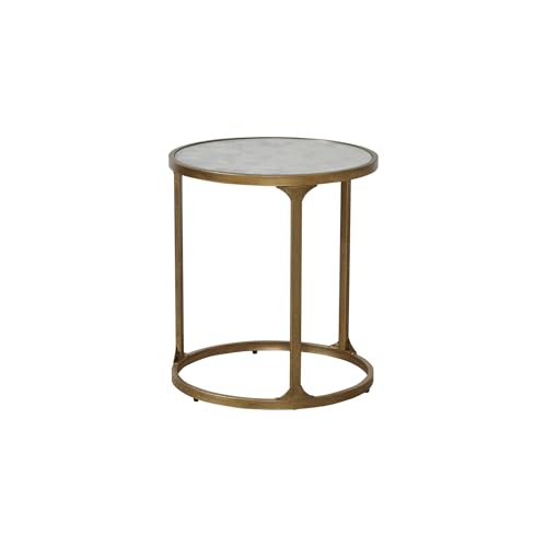 Signature Design by Ashley Korajane Transitional Metal End Table with Tempered Glass Top, Metallic - color: Antique Gold