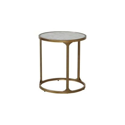 Signature Design by Ashley Korajane Transitional Metal End Table with Tempered Glass Top, Metallic - color: Antique Gold
