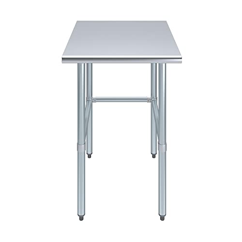 30 in. x 24 in. Open Base Stainless Steel Work Table | Residential & Commercial | Food Prep | Heavy Duty Utility Work Station | NSF - size: 24 in. Length x 30 in. Width