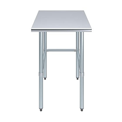 30 in. x 24 in. Open Base Stainless Steel Work Table | Residential & Commercial | Food Prep | Heavy Duty Utility Work Station | NSF - size: 24 in. Length x 30 in. Width