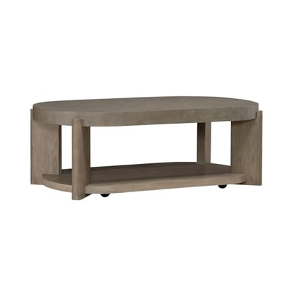 Liberty Furniture Affinity Oval Cocktail Table with Casters for Living Room - Dusty Taupe Faux Concrete Tops - size: Oval Cocktail Table