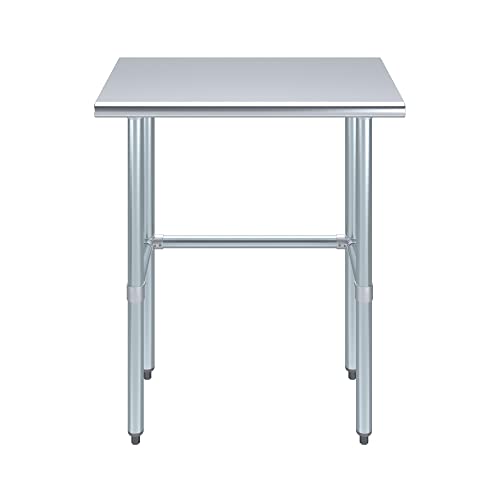 AmGood 18 in. x 30 in. Open Base Stainless Steel Work Table | Residential & Commercial | Food Prep | Heavy Duty Utility Work Station | NSF - size: 30 in. Length x 18 in. Width
