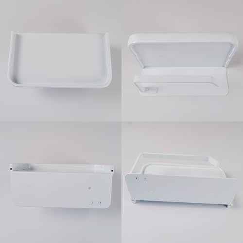 Toilet Paper Holder with Phone Shelf, Adhesive or Screw Wall Mount Toilet Tissue Roll Holder-White - color: White