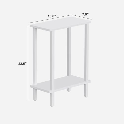 TUTOTAK Small Side Table, Narrow End Table, Skinny Sofa Table, Slim Nightstand, Couch Table, Living Room, Bed Room, White TB01BW062 - color: White, size: 2-Tier（7.9"D x 15.8"W x 22.5"H）