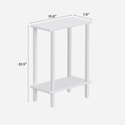 TUTOTAK Small Side Table, Narrow End Table, Skinny Sofa Table, Slim Nightstand, Couch Table, Living Room, Bed Room, White TB01BW062 - color: White, size: 2-Tier（7.9"D x 15.8"W x 22.5"H）