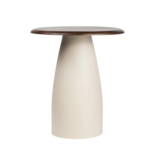 JONATHAN Y Otto 18" Round Mango Wood and Iron End Table, Modern Side Table with Curved Pedestal Base for Living Room, Bedroom, Small Spaces, Walnut and Warm Ivory END5001B - color: Walnut Wood/Warm Ivory, style: Round Top