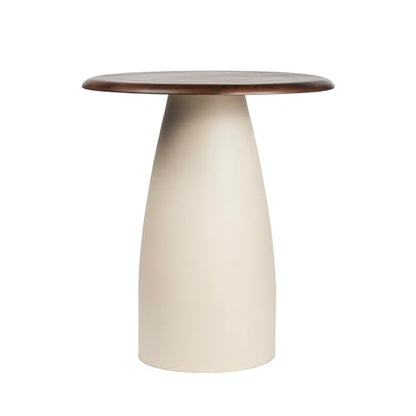 JONATHAN Y Otto 18" Round Mango Wood and Iron End Table, Modern Side Table with Curved Pedestal Base for Living Room, Bedroom, Small Spaces, Walnut and Warm Ivory END5001B - color: Walnut Wood/Warm Ivory, style: Round Top